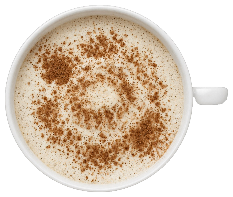 Xícara de cappuccino vista de cima